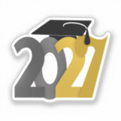 Gold Gray Class of 2027 Graduation Sticker (Voorkant)