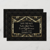 Gold Great Gatsby Art Deco Style bespaart de datum Save The Date (Voorkant / Achterkant)