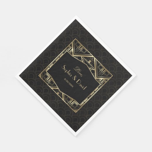 Gold Great Gatsby Art Deco Style Wedding Servetten (Hoek)