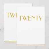 Gold Great Gatsby Mariage Cartes de table Vingt (Devant / Derrière)