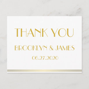 Gold Great Gatsby Wedding Hartelijk dank, Briefkaa Briefkaart