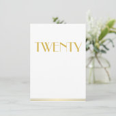 Gold Great Gatsby Wedding Table Kaarten Twintig (Staand voorkant)