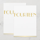 Gold Great Gatsby Wedding Table Kaarten Veertien (Voorkant / Achterkant)