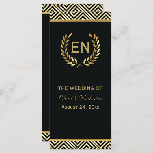 Gold Greek key & laurel wiet trouwprogramma Programma (Voorkant / Achterkant)