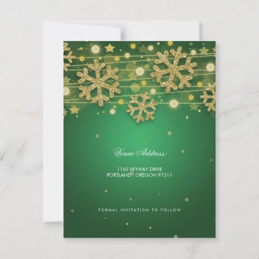 Gold Green 50th Birthday Save Date Winter Save The Date (Achterkant)
