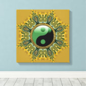 Gold Green Balance Meditation Mandala Canvas Afdruk (Insitu (Houten vloer))