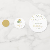 Gold & Green Balloons 1er anniversaire Confetti (Derrière)