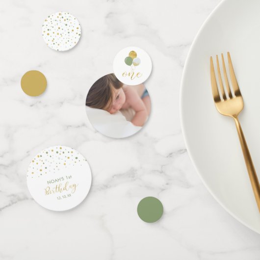 Gold & Green Balloons 1er anniversaire Confetti (Groupe)