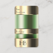 Gold Green Bin Faux Engraving Font met Initialen Visitekaartje (Voorkant)