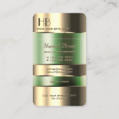 Gold Green Bin Faux Engraving Font met Initialen Visitekaartje (Achterkant)