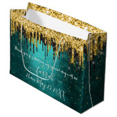 Gold Green Black Drips Favoriser Grand Sac Cadeau (Devant Angle)