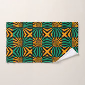 Gold Green Black Square Geometric Pattern Bad Handdoek (Handdoek)