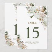Gold & Green Boho Wedding Party Tabelnummer Kaart (Voorkant / Achterkant)
