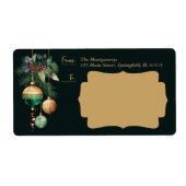 Gold Green Christmas Ornaments Shipping Etiket (Voorkant)