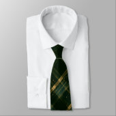 Gold Green Christmas Plaid Monogram Stropdas (Gebonden)