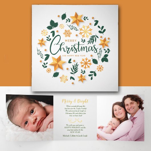 Gold Green Christmas Wreath 3 Modèle photo