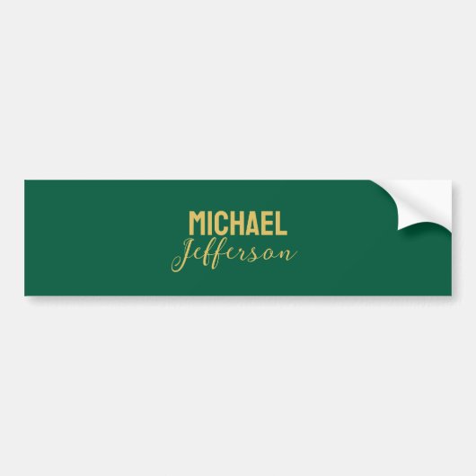 Gold green color elegant modern minimalist name bumpersticker (Voorkant)