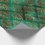 Gold Green Damask Elegant Chic Christmas<br><div class="desc">Magnifique faux arrière - plan métallique vert avec motif faux or damassé pour un beau et élégant papier d'enveloppement de Noël.</div>
