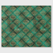 Gold Green Damask Elegant Chic Kerstmis Cadeaupapier (Vlak)