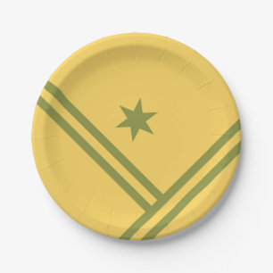 Gold Green Diagonal Stripes Star Modern Graphic Papieren Bordje