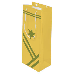 Gold Green Diagonal Stripes Star Modern Graphic Wijn Cadeautas