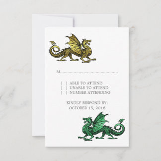Gold Green Dragon Wedding Response Kaart