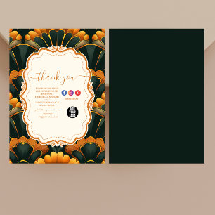 Gold Green Elegant Art Deco Professional Bedankkaart