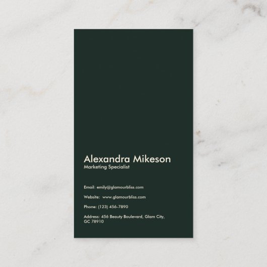 Gold Green Elegant Art Deco Professional Visitekaartje (Achterkant)