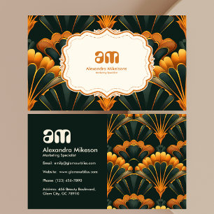 Gold Green Elegant Art Deco Professional Visitekaartje