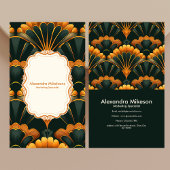Gold Green Elegant Art Deco Professional Visitekaartje