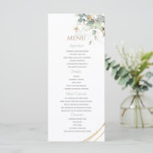 Gold Green Eucalyptus Boy Baptism Menu (Debout devant)
