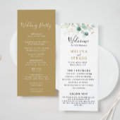 Gold Green Eucalyptus Calligraphy Wedding Programm Programma