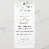 Gold Green Eucalyptus Calligraphy Wedding Programm Programma (Voorkant)