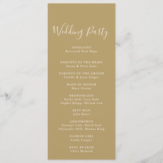 Gold Green Eucalyptus Calligraphy Wedding Programm Programma (Achterkant)