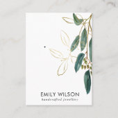 GOLD GREEN EUCALYPTUS FAUNA EARRING STUD DISPLAY B VISITEKAARTJE (Voorkant)