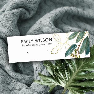 GOLD GREEN EUCALYPTUS FAUNA EARRING STUD DISPLAY MINI VISITEKAARTJE