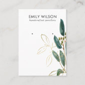 GOLD GREEN EUCALYPTUS FAUNA EARRING STUD DISPLAY VISITEKAARTJE (Voorkant)
