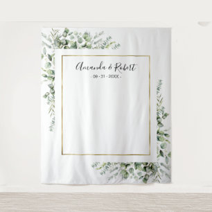 Gold Green Eucalyptus Mariage fond Tapisserie