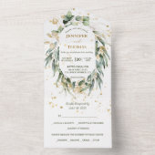 Gold Green Eucalyptus Photo Weddenschap All In One Uitnodiging (Binnen)