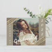 Gold Green Faire-part de graduation photo (Debout devant)
