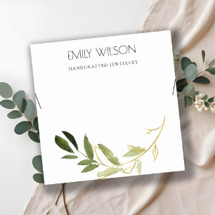 GOLD GREEN FAUNA WATERVERF KETTING DISPLAY LOGO VIERKANTE VISITEKAARTJE