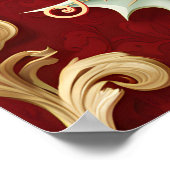 Gold Green Feuille Red Christmas Holiday Poster (Coin)