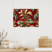 Gold Green Feuille Red Christmas Holiday Poster (Cuisine)