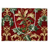 Gold Green Feuille Red Christmas Holiday Sac cadea (Dos)