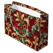 Gold Green Feuille Red Christmas Holiday Sac cadea (Dos Angle)