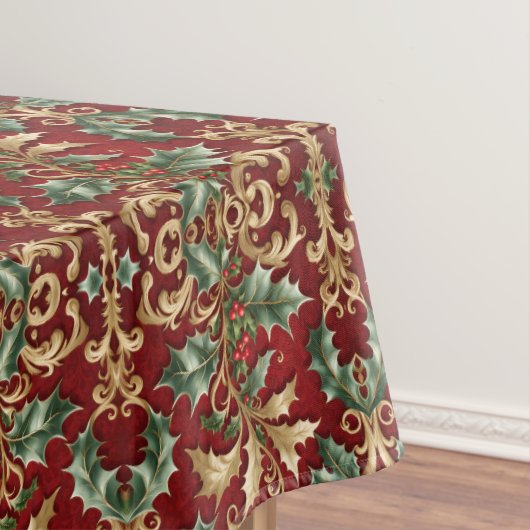 Gold Green Feuille Red Holiday Nappe (In Situ)