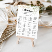 Gold Green Foliage Alfabetical Seating Chart Poster