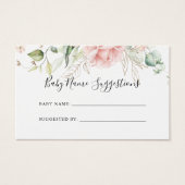 Gold Green Foliage Baby Name Suggestions Card (Devant)