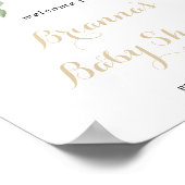 Gold Green Foliage Baby shower Welkom Poster (Hoek)