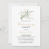 Gold Green Foliage Housewarming Party Kaart (Voorkant)